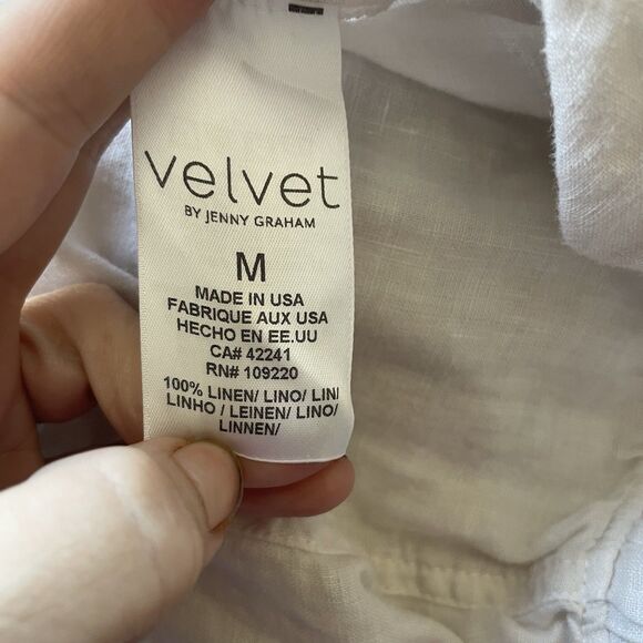 Velvet by Jenny Graham Pants Womens Medium White Linen Wide Leg Lagenlook Beach - Picture 9 of 15